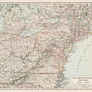 Map of usa north east states 1900