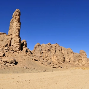 Sandstone rock formation at Tikobaouine, Tassili n Ajjer National Park, Unesco World Heritage Site, Wilaya Illizi, Algeria, Sahara, North Africa