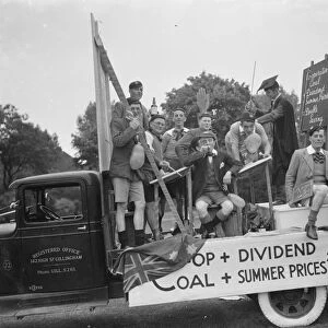 The Gillingham Carnival in Kent. A Co-operative Wholesale Society tableau advertising