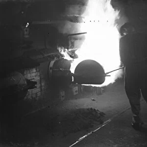 Gravesend Gasworks in Kent. Flames coming out of the retorts. 1939