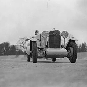 New racing car seen for the first time at Brooklands. A new racing car, the first