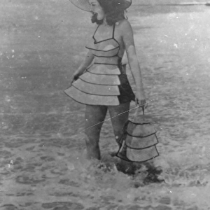 Pagoda Bathing Fashion. Woven Wood New Material For Costumes Design By Former Airwoman
