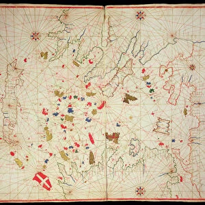 The Aegean Sea, from a nautical atlas, 1646 (ink on vellum) (see also 330940)