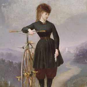 Blanche d Antigny (1840-74) and her Velocipede (oil on canvas)