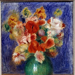 Bouquet of flowers. Painting by Pierre Auguste Renoir (1841-1919), 1905