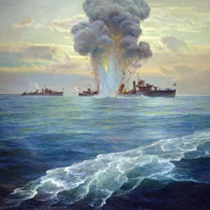 British destroyer Vittoria torpedoed by the Bolshevik submarine Pantera off the island of