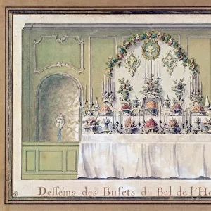 Buffet for a ball at the Hotel de Ville, Paris, 1745 (gouache on paper)