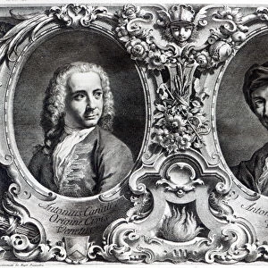 Canaletto and Antonio Visentini, engraved by Visentini (engraving) (b / w photo)