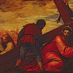Christ Sinking under the Weight of the Cross (oil on panel)