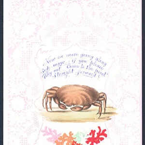 Crab greetings card (chromolitho)
