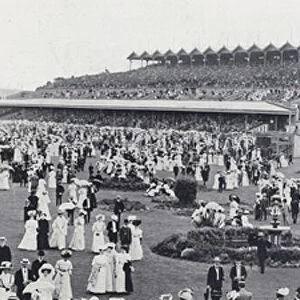 Cup Day at Flemington Racecourse, Melbourne (b / w photo)