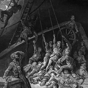 The dead sailors rise up and start to work the ropes of the ship so that it begins to move
