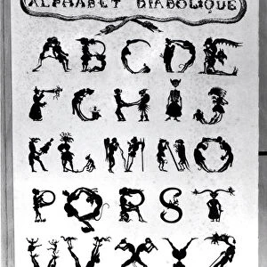 Devilish Alphabet, engraved by Delannois, 1825 (litho) (b / w photo