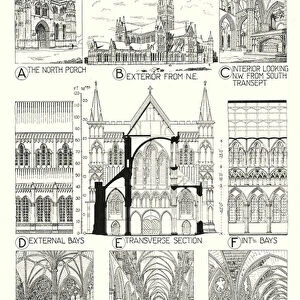 English Mediaeval Architecture; Salisbury Cathedral (litho)