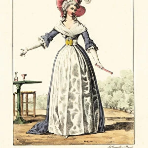 French womens fashion of the year of the Revolution, 1789. 1825 (lithograph)