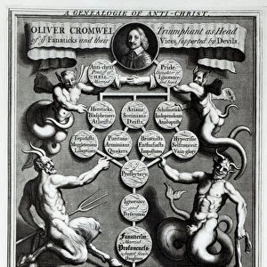 The Genealogy of the Anti-Christ Oliver Cromwell (1599-1658) (engraving) (b / w photo)