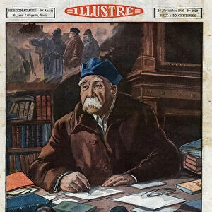 Georges Clemenceau (1841-1929), writing his memoirs, shortly before his death