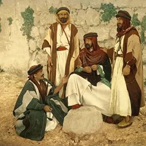 Group of peasants in discussion at Siloam, Jerusalem, c. 1880-1900 (photochrom)