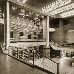 The hall stairway and grilled balcony of Theatre Pigalle, 1920s (b / w photo)