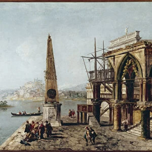 Imaginary View with Obelisk (oil on canvas, 18th century)
