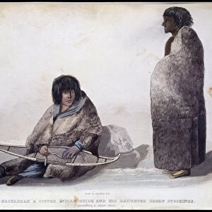Indian Guide holding a racket - in "Narrative of a journey to the shores of the Polar sea in the years 1819-1821", by John Franklin, ed. London, 1823, printed for John Murray