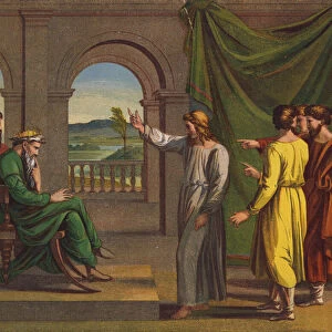 Joseph interpreting the dream of Pharaoh (colour litho)
