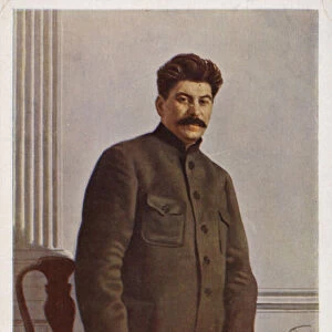 Joseph Stalin, Soviet Bolshevik leader (colour litho)