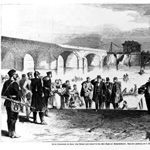 Jules Favre (1809-80) arriving at Pont de Sevres, illustration from Illustrierte Zeitung