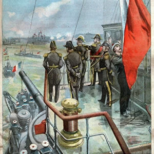 King Edward VII of England on french warship Massena in Portsmouth harbour, 1905 (print)