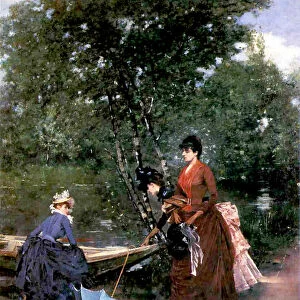 Ladies at the Bois de Boulogne, Paris (oil on canvas)