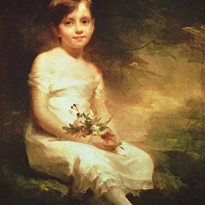 Little Girl with Flowers or Innocence, Portrait of Nancy Graham (oil on canvas)