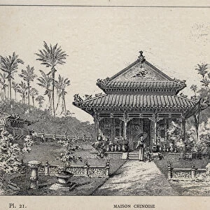 Maison chinoise - (Chinese house) - engraving of 1889 in "