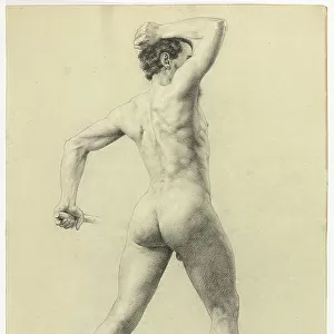 Male Nude from Back, c.1880 (pencil heightened with white chalk on paper)