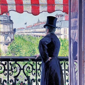 Man on a balcony, Boulevard Haussmann, 1880 (oil on canvas)