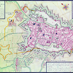Map of the town of Lille, from Atlas et Histoire de Lille (pen ink