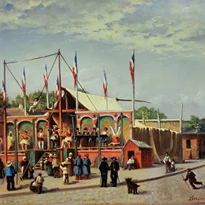The Marquee of the wrestler Dubois, boulevard de la Villette, 1870 (oil on wood)