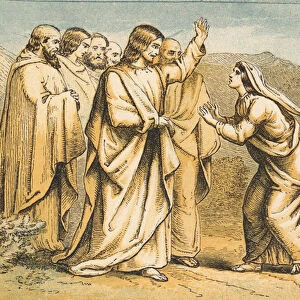 Martha meeting Jesus after the Death of Lazarus (coloured engraving)