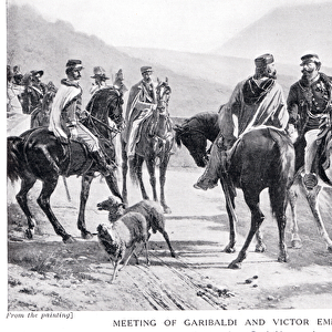 Meeting of Garibaldi and Victor Emmanuel at Teano, illustration from Hutchinson