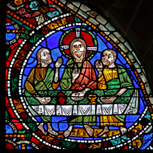The Passion window: Resurrection cycle - Emmaus - Supper (w51) (stained glass)