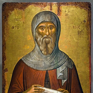 Portrait of Anthony the Great (Antony) icon painted by Michael Damaskenos