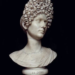 Portrait bust of a Roman woman at the time of Flavius, c. AD 90 (marble)