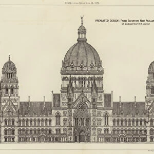 Premiated Design, Front Elevation New Parliament House Berlin (engraving)