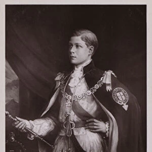 The Prince Of Wales, in robes of investiture (litho)