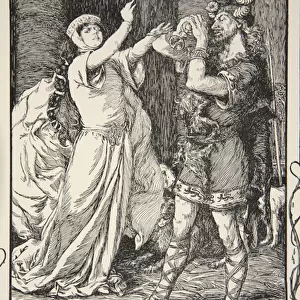 The Queen cried to him to forbear, illustration from