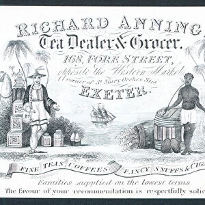 Richard Anning, tea dealer and grocer, trade card (engraving)
