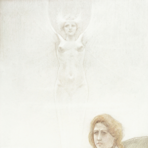 Seated female nude with ghostly female figure in the background, 1897 (etching)