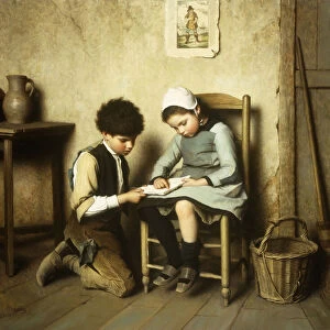 Sharing a Book (oil on canvas)
