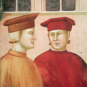 St Francis honoured by a simple man, detail of figures on the left, c. 1297-99 (fresco)