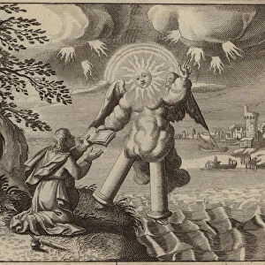 St John seeing the angel and the little scroll (engraving)