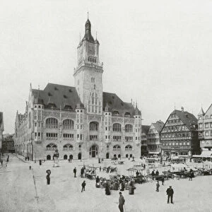 Stuttgart, Der Marktplatz mit Rathaus (b / w photo)